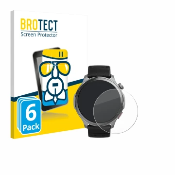 Parte frontal de un envase de producto con el logotipo de la marca BROTECT. Al lado se muestra el dispositivo Huami Amazfit Ba