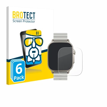 Parte frontal de un envase de producto con el logotipo de la marca BROTECT. Al lado se muestra el dispositivo realme Watch 5 c