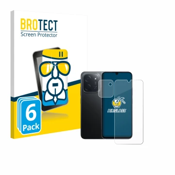 Parte frontal de un envase de producto con el logotipo de la marca BROTECT. Al lado se muestra el dispositivo Xiaomi Poco C85 