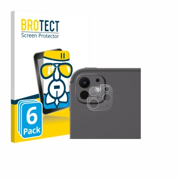 Parte frontal de un envase de producto con el logotipo de la marca BROTECT. Al lado se muestra el dispositivo Apple iPad Pro 1