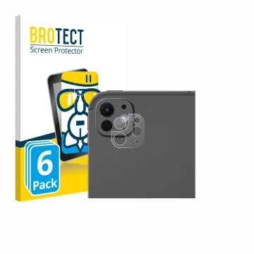 Parte frontal de un envase de producto con el logotipo de la marca BROTECT. Al lado se muestra el dispositivo Apple iPad Pro 1