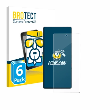 Parte frontal de un envase de producto con el logotipo de la marca BROTECT. Al lado se muestra el dispositivo ZTE Nubia Red Ma