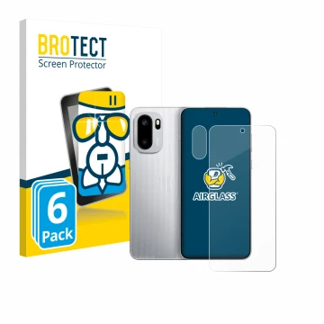 Parte frontal de un envase de producto con el logotipo de la marca BROTECT. Al lado se muestra el dispositivo OnePlus Ace 6 (F