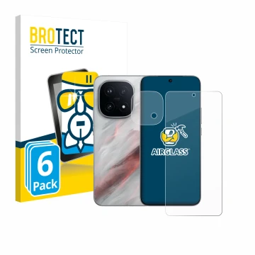 Parte frontal de un envase de producto con el logotipo de la marca BROTECT. Al lado se muestra el dispositivo Vivo iQOO 15 (Fr