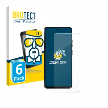 Parte frontal de un envase de producto con el logotipo de la marca BROTECT. Al lado se muestra el dispositivo Motorola Moto G6