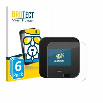 Parte frontal de un envase de producto con el logotipo de la marca BROTECT. Al lado se muestra el dispositivo Netgear Nighthaw