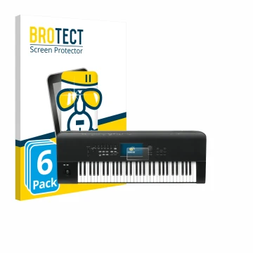 Parte frontal de un envase de producto con el logotipo de la marca BROTECT. Al lado se muestra el dispositivo KORG Nautilus 61