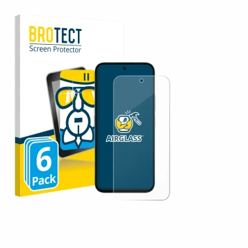 Parte frontal de un envase de producto con el logotipo de la marca BROTECT. Al lado se muestra el dispositivo Honor X6c con su