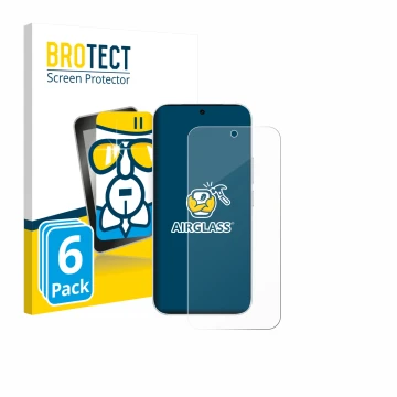 Parte frontal de un envase de producto con el logotipo de la marca BROTECT. Al lado se muestra el dispositivo Vivo S50 con su 