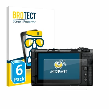 Parte frontal de un envase de producto con el logotipo de la marca BROTECT. Al lado se muestra el dispositivo Nikon ZR 2025 co