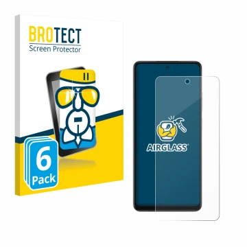 Parte frontal de un envase de producto con el logotipo de la marca BROTECT. Al lado se muestra el dispositivo Oppo A5x con su 