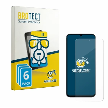 Parte frontal de un envase de producto con el logotipo de la marca BROTECT. Al lado se muestra el dispositivo realme C100 4G c