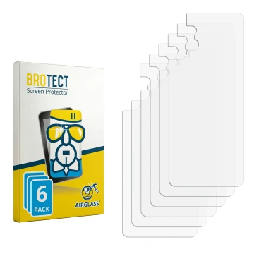 Parte frontal de un envase de producto con el logotipo de la marca BROTECT. Al lado está el protector de pantalla correspondie