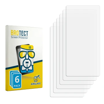 Parte frontal de un envase de producto con el logotipo de la marca BROTECT. Al lado está el protector de pantalla correspondie