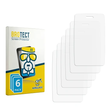 Parte frontal de un envase de producto con el logotipo de la marca BROTECT. Al lado está el protector de pantalla correspondie