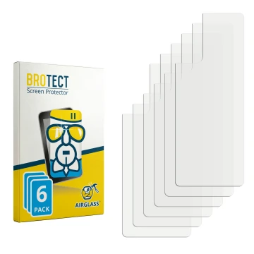 Parte frontal de un envase de producto con el logotipo de la marca BROTECT. Al lado está el protector de pantalla correspondie