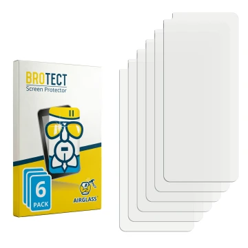 Parte frontal de un envase de producto con el logotipo de la marca BROTECT. Al lado está el protector de pantalla correspondie