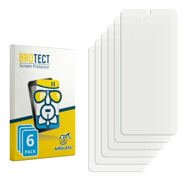 Parte frontal de un envase de producto con el logotipo de la marca BROTECT. Al lado está el protector de pantalla correspondie