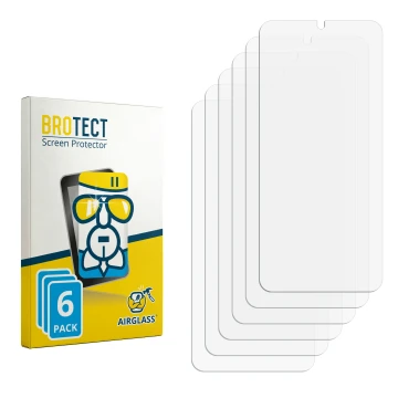 Parte frontal de un envase de producto con el logotipo de la marca BROTECT. Al lado está el protector de pantalla correspondie