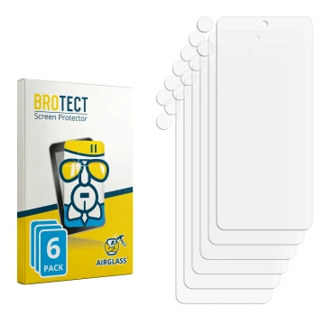 Parte frontal de un envase de producto con el logotipo de la marca BROTECT. Al lado está el protector de pantalla correspondie