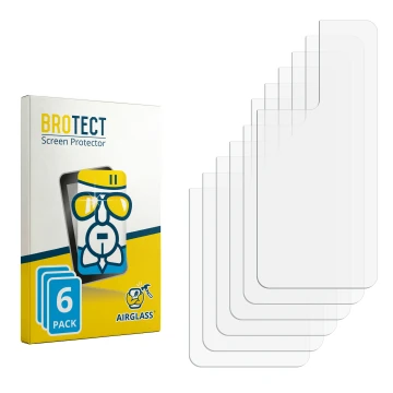 Parte frontal de un envase de producto con el logotipo de la marca BROTECT. Al lado está el protector de pantalla correspondie