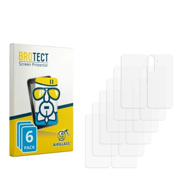 Parte frontal de un envase de producto con el logotipo de la marca BROTECT. Al lado está el protector de pantalla correspondie
