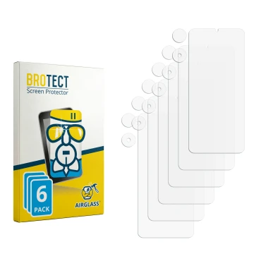 Parte frontal de un envase de producto con el logotipo de la marca BROTECT. Al lado está el protector de pantalla correspondie