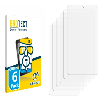Parte frontal de un envase de producto con el logotipo de la marca BROTECT. Al lado está el protector de pantalla correspondie