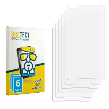 Parte frontal de un envase de producto con el logotipo de la marca BROTECT. Al lado está el protector de pantalla correspondie