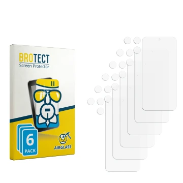 Parte frontal de un envase de producto con el logotipo de la marca BROTECT. Al lado está el protector de pantalla correspondie