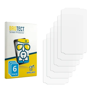 Parte frontal de un envase de producto con el logotipo de la marca BROTECT. Al lado está el protector de pantalla correspondie