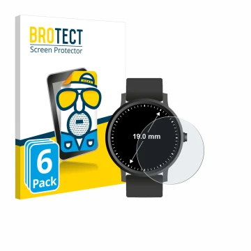 Parte frontal de un envase de producto con el logotipo de la marca BROTECT. Al lado se muestra el dispositivo Relojes (Circula