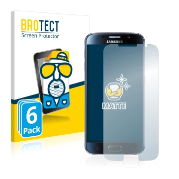 Parte frontal de un envase de producto con el logotipo de la marca BROTECT. Al lado se muestra el dispositivo Samsung Galaxy S