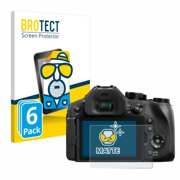 Parte frontal de un envase de producto con el logotipo de la marca BROTECT. Al lado se muestra el dispositivo Panasonic Lumix 