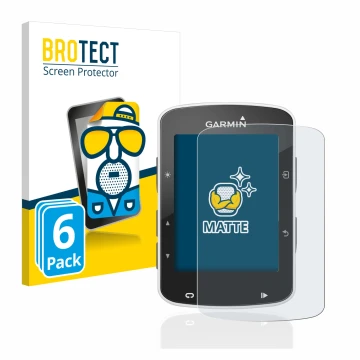 Parte frontal de un envase de producto con el logotipo de la marca BROTECT. Al lado se muestra el dispositivo Garmin Edge 520 