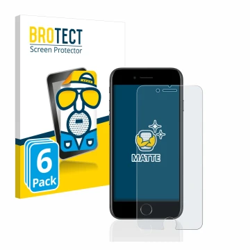 Parte frontal de un envase de producto con el logotipo de la marca BROTECT. Al lado se muestra el dispositivo Apple iPhone 7 c