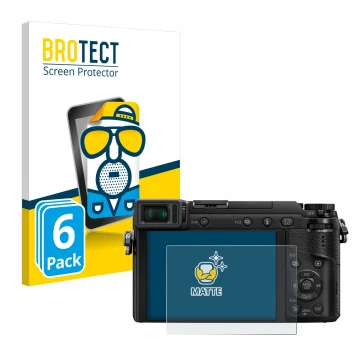 Parte frontal de un envase de producto con el logotipo de la marca BROTECT. Al lado se muestra el dispositivo Panasonic Lumix 