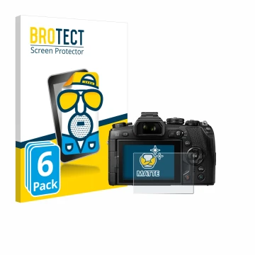 Parte frontal de un envase de producto con el logotipo de la marca BROTECT. Al lado se muestra el dispositivo Olympus OM-D E-M