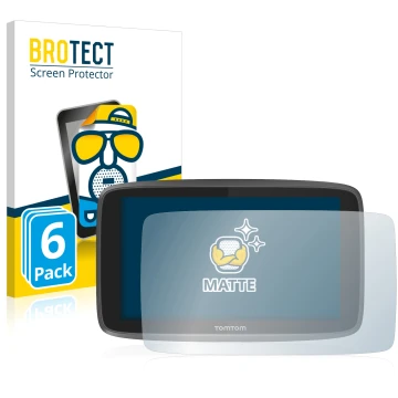 Parte frontal de un envase de producto con el logotipo de la marca BROTECT. Al lado se muestra el dispositivo TomTom Go 6200 c