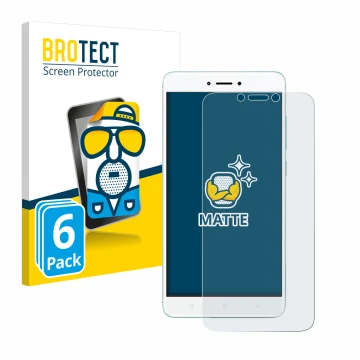 Parte frontal de un envase de producto con el logotipo de la marca BROTECT. Al lado se muestra el dispositivo Xiaomi Redmi 4X 