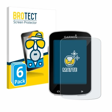 Parte frontal de un envase de producto con el logotipo de la marca BROTECT. Al lado se muestra el dispositivo Garmin Edge Expl