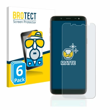 Parte frontal de un envase de producto con el logotipo de la marca BROTECT. Al lado se muestra el dispositivo Samsung Galaxy J