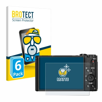 Parte frontal de un envase de producto con el logotipo de la marca BROTECT. Al lado se muestra el dispositivo Sony Cyber-Shot 