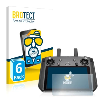 Parte frontal de un envase de producto con el logotipo de la marca BROTECT. Al lado se muestra el dispositivo DJI Smart Contro