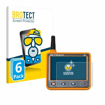 Parte frontal de un envase de producto con el logotipo de la marca BROTECT. Al lado se muestra el dispositivo Skytraxx 2.1 Var