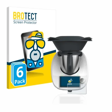 Parte frontal de un envase de producto con el logotipo de la marca BROTECT. Al lado se muestra el dispositivo Vorwerk Thermomi