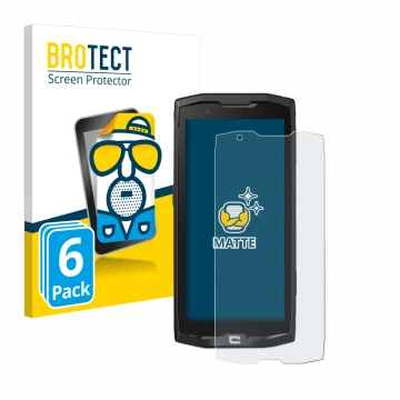 Parte frontal de un envase de producto con el logotipo de la marca BROTECT. Al lado se muestra el dispositivo Crosscall Core X