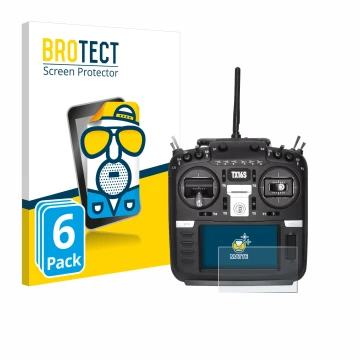 Parte frontal de un envase de producto con el logotipo de la marca BROTECT. Al lado se muestra el dispositivo Radiomaster TX16