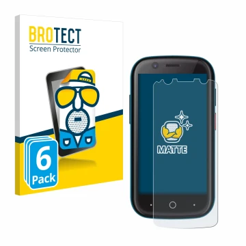 Parte frontal de un envase de producto con el logotipo de la marca BROTECT. Al lado se muestra el dispositivo Unihertz Jelly 2