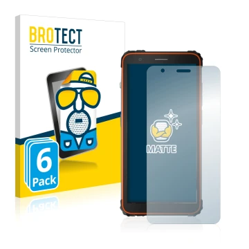 Parte frontal de un envase de producto con el logotipo de la marca BROTECT. Al lado se muestra el dispositivo Blackview BV6600